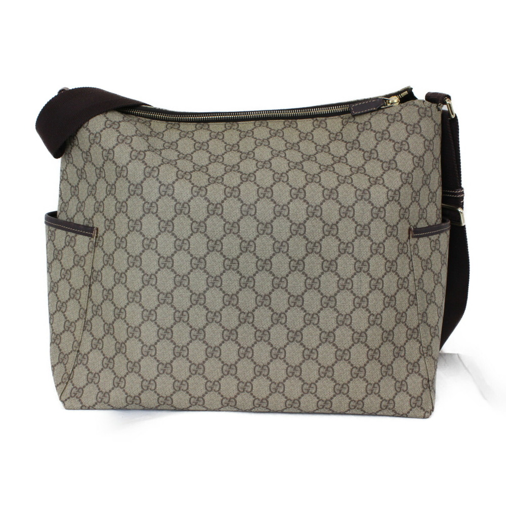 Gucci Black Shoulder Plus Brown Bag Diaper Leather Dark Canvas GG